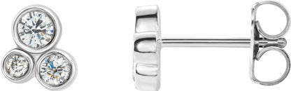 14K White 1/5 CTW Diamond Geometric Cluster Earrings