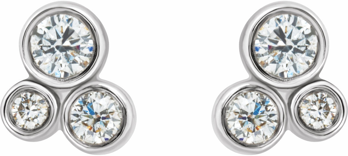 14K White 1/5 CTW Diamond Geometric Cluster Earrings