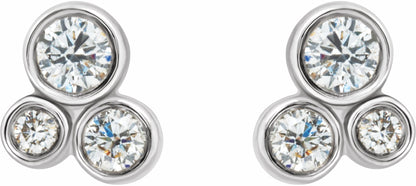 14K White 1/5 CTW Diamond Geometric Cluster Earrings