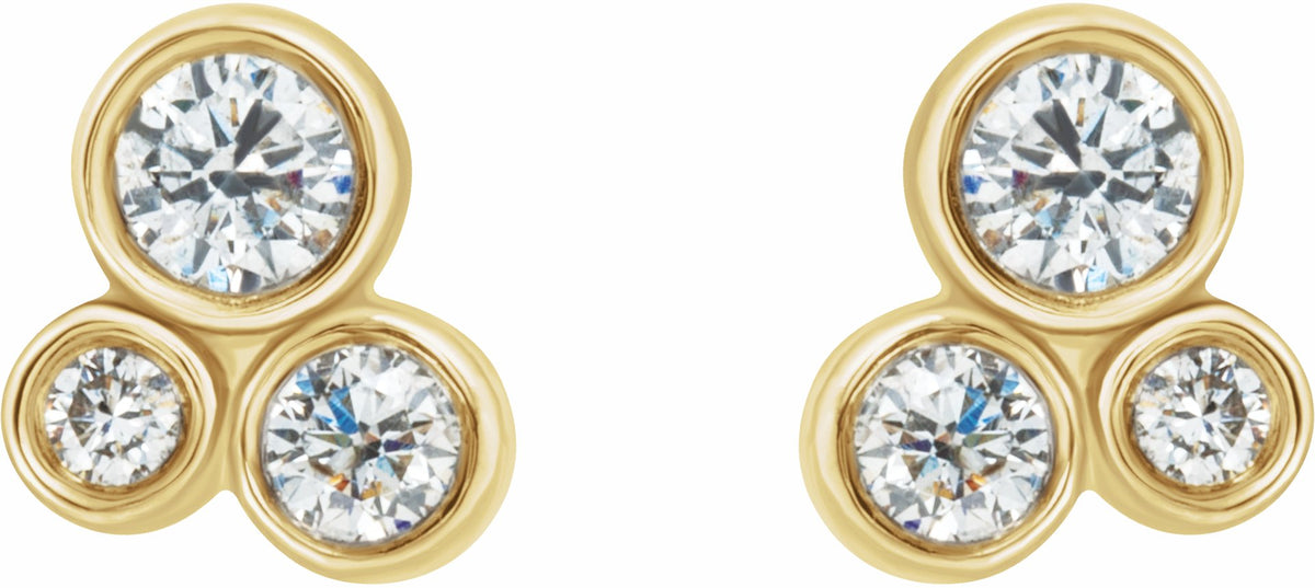 14K Yellow 1/5 CTW Diamond Geometric Cluster Earrings