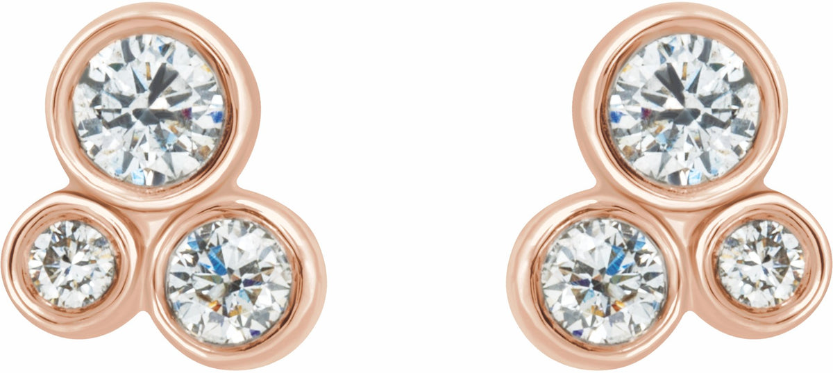 14K Rose 1/5 CTW Diamond Geometric Cluster Earrings