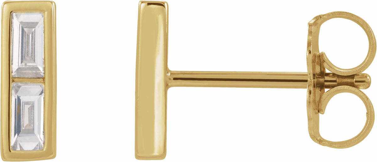 14K Yellow 1/4 CTW Diamond Bar Earrings