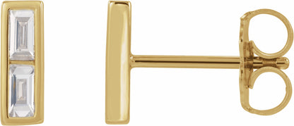 14K Yellow 1/4 CTW Diamond Bar Earrings