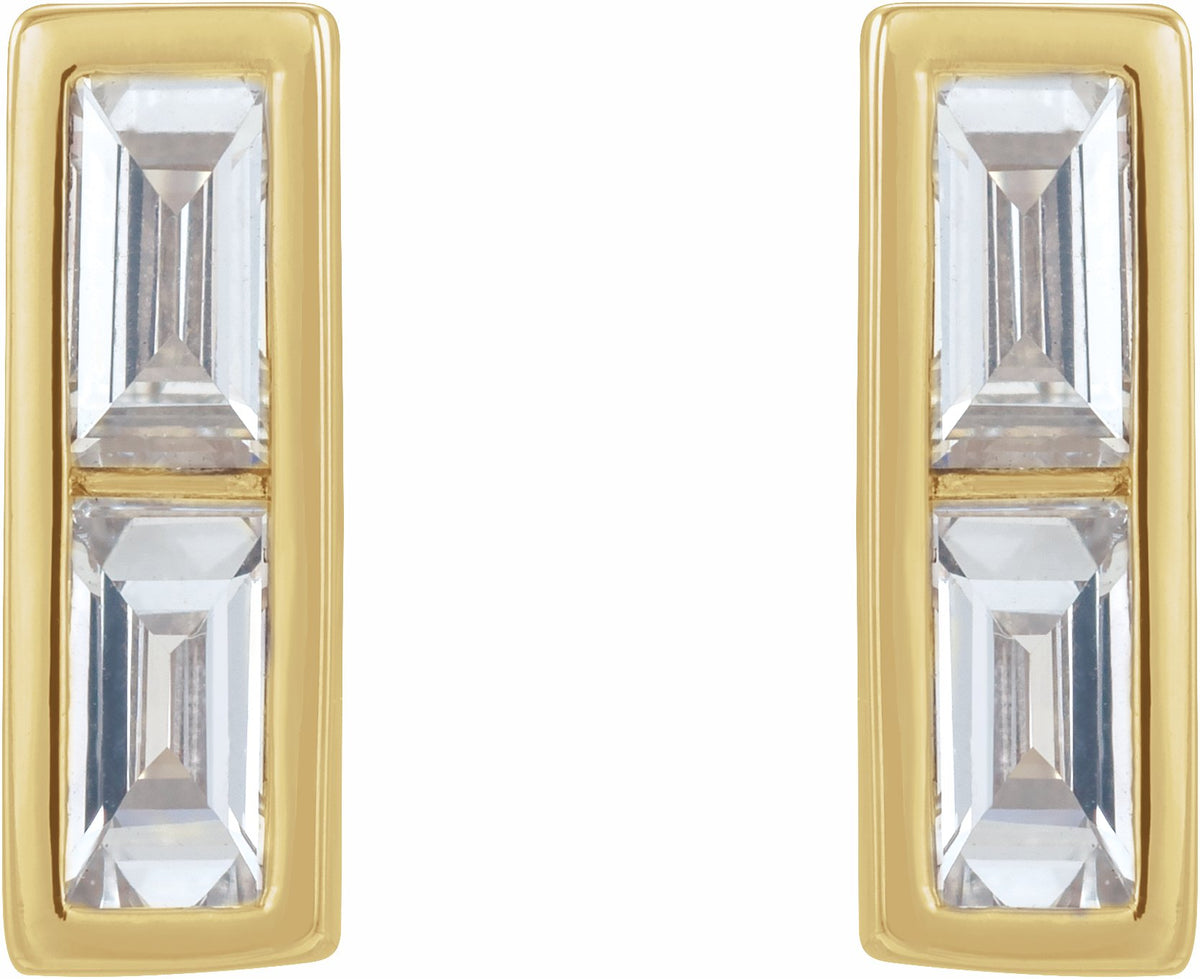 14K Yellow 1/4 CTW Diamond Bar Earrings