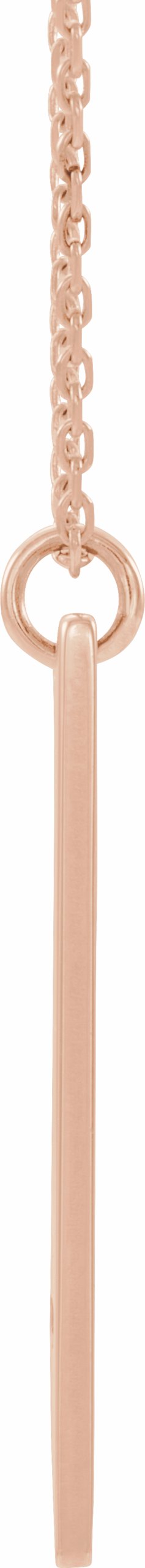 14K Rose Pierced Cross Engravable Bar 16-18 Necklace
