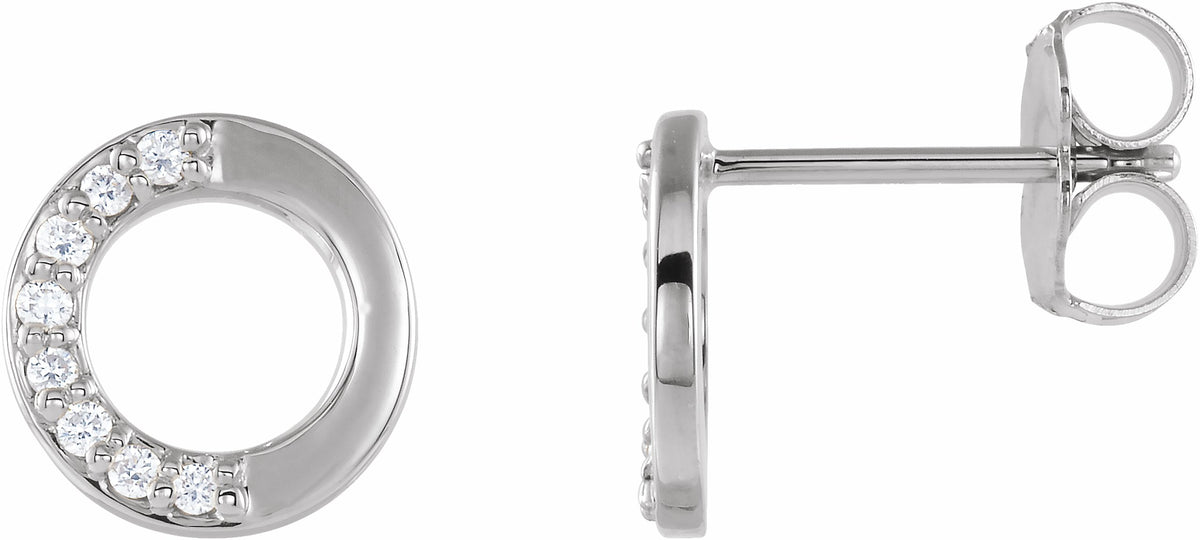 14K White .08 CTW Diamond Circle Earrings