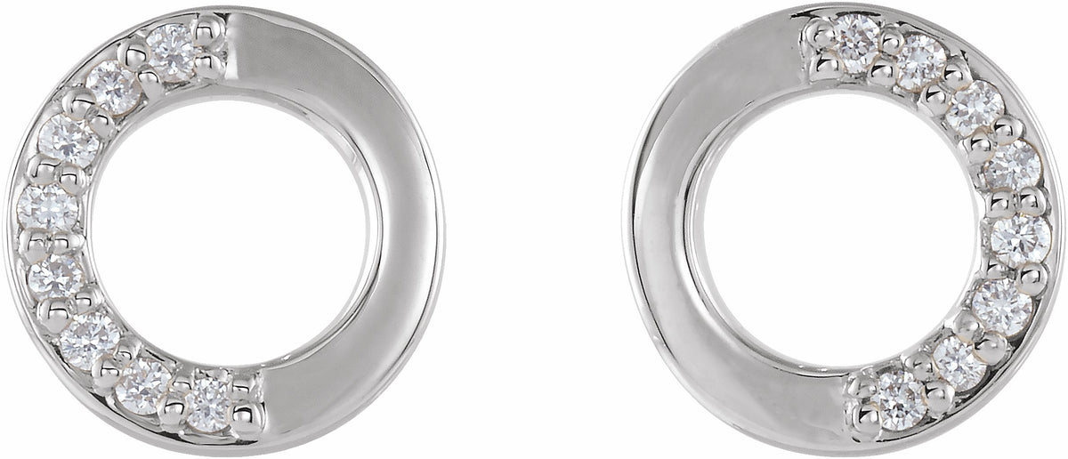 14K White .08 CTW Diamond Circle Earrings