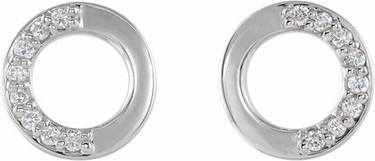 14K White .08 CTW Diamond Circle Earrings