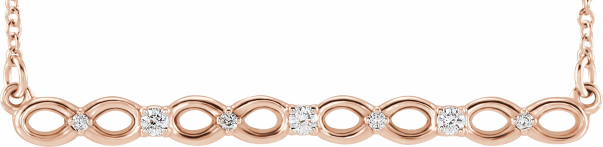 14K Rose .08 CTW Diamond Infinity-Inspired Bar 16-18 Necklace