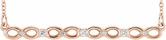 14K Rose .08 CTW Diamond Infinity-Inspired Bar 16-18 Necklace