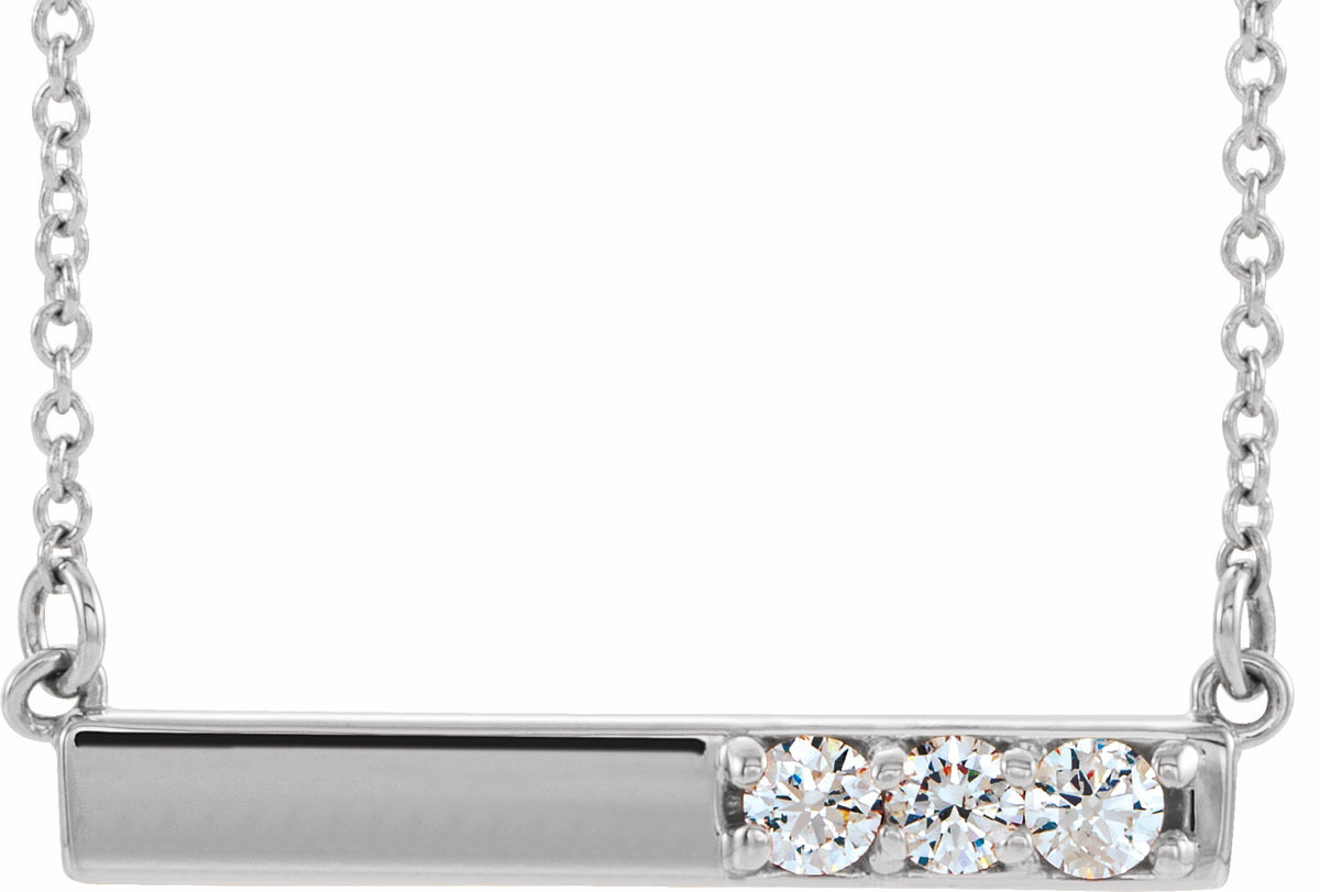 14K White 1/5 CTW Diamond Bar 16-18 Necklace