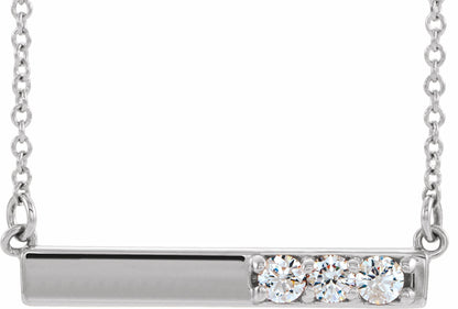 14K White 1/5 CTW Diamond Bar 16-18 Necklace