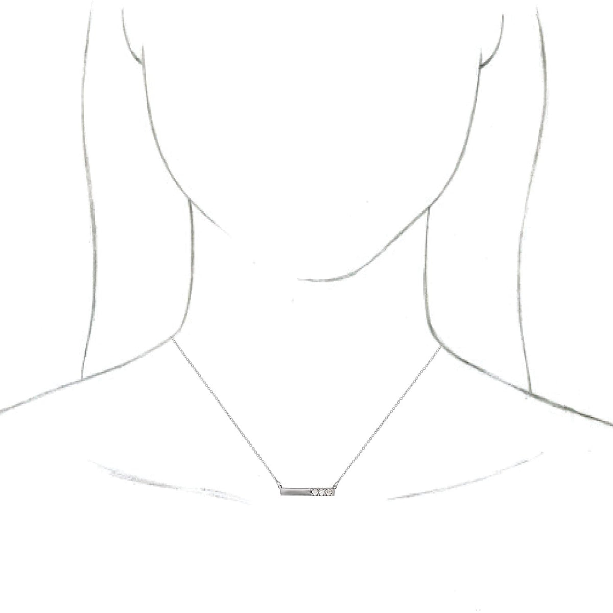14K White 1/5 CTW Diamond Bar 16-18 Necklace