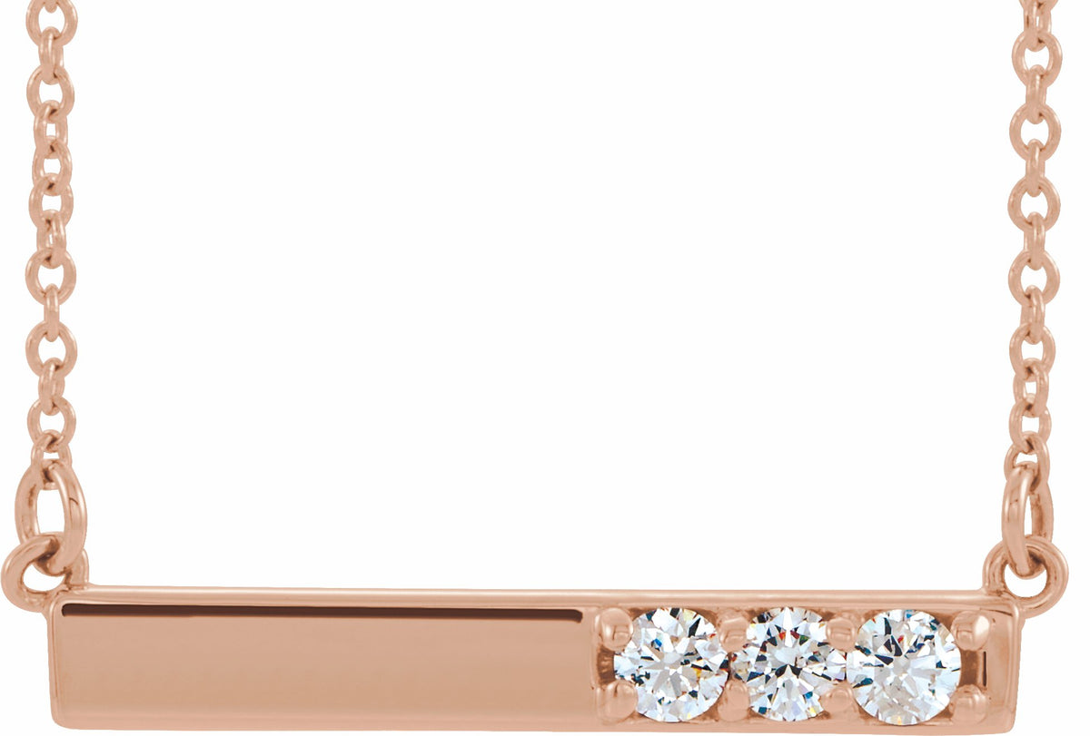 14K Rose 1/5 CTW Diamond Bar 16-18 Necklace