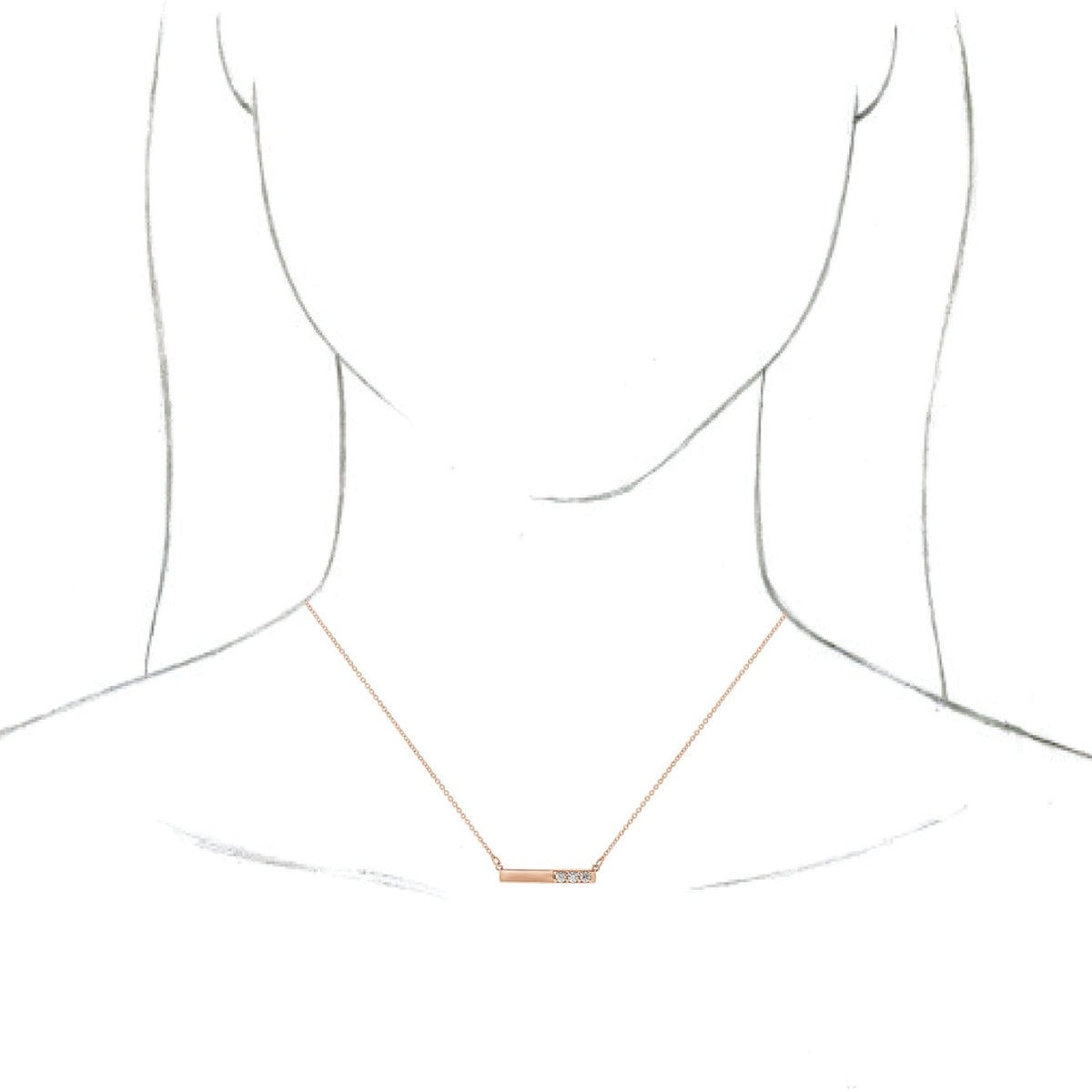 14K Rose 1/5 CTW Diamond Bar 16-18 Necklace