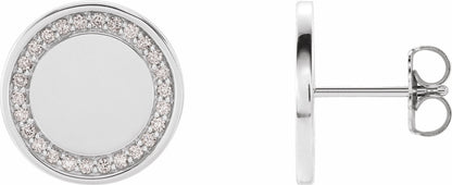 14K White 1/4 CTW Diamond Engravable Earrings