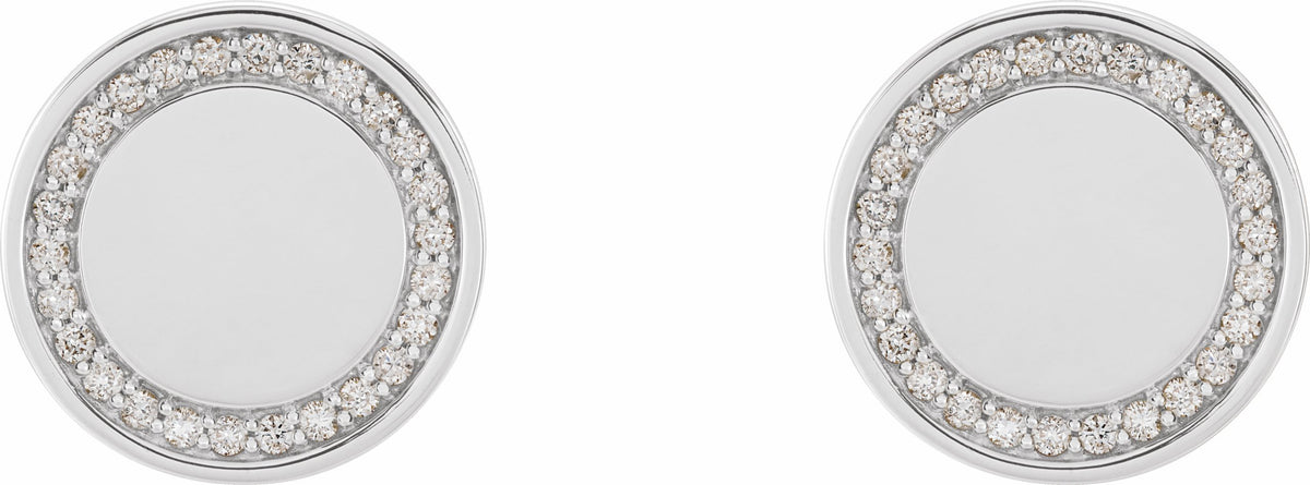 14K White 1/4 CTW Diamond Engravable Earrings
