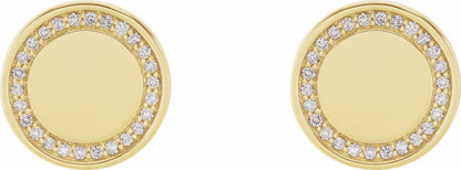 14K Yellow 1/4 CTW Diamond Engravable Earrings