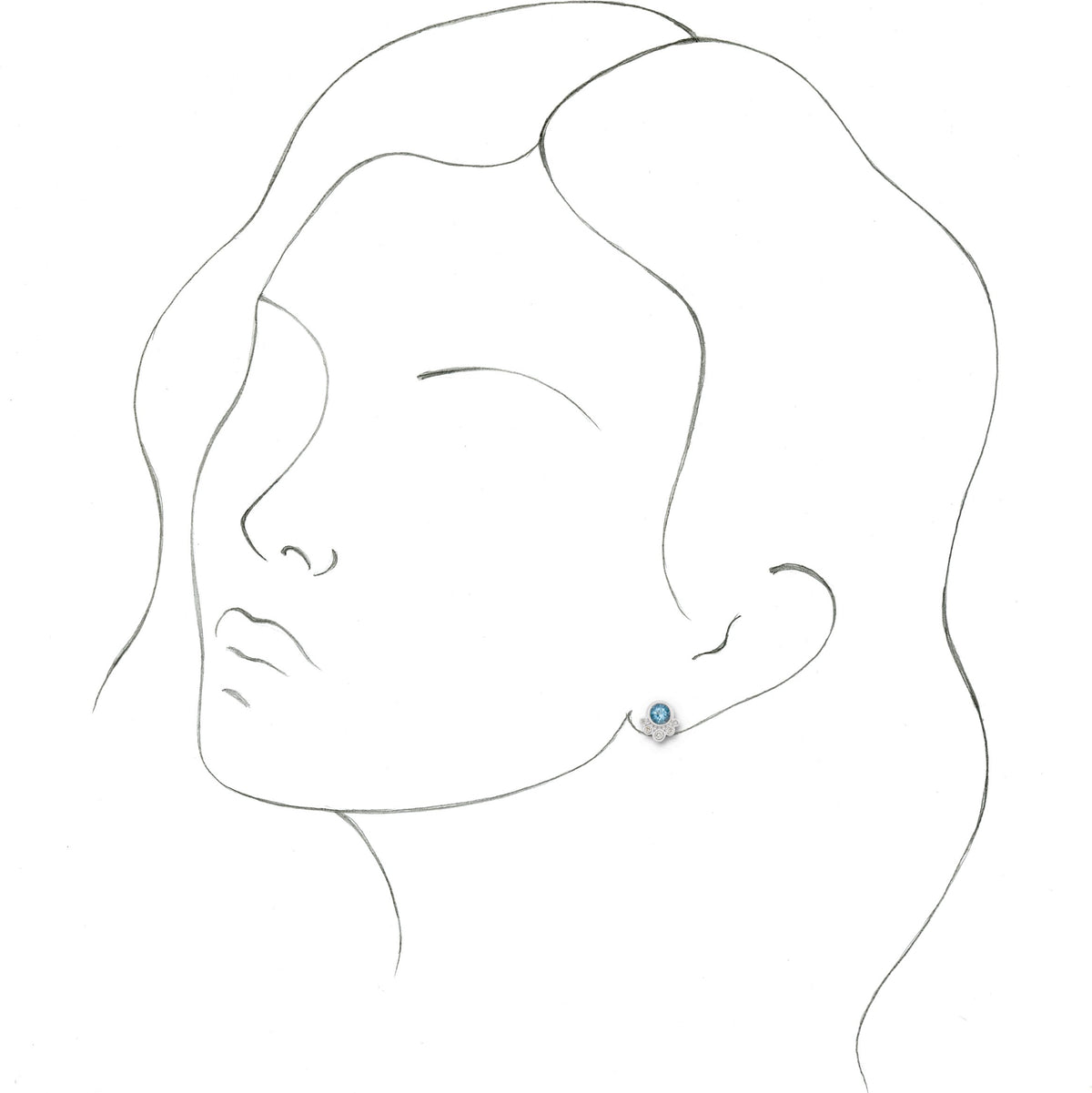 14K White Aquamarine & 1/8 CTW Diamond Earrings