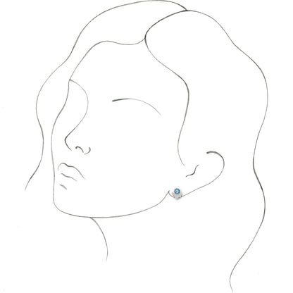 14K White Aquamarine & 1/8 CTW Diamond Earrings