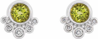 14K White Peridot & 1/8 CTW Diamond Earrings
