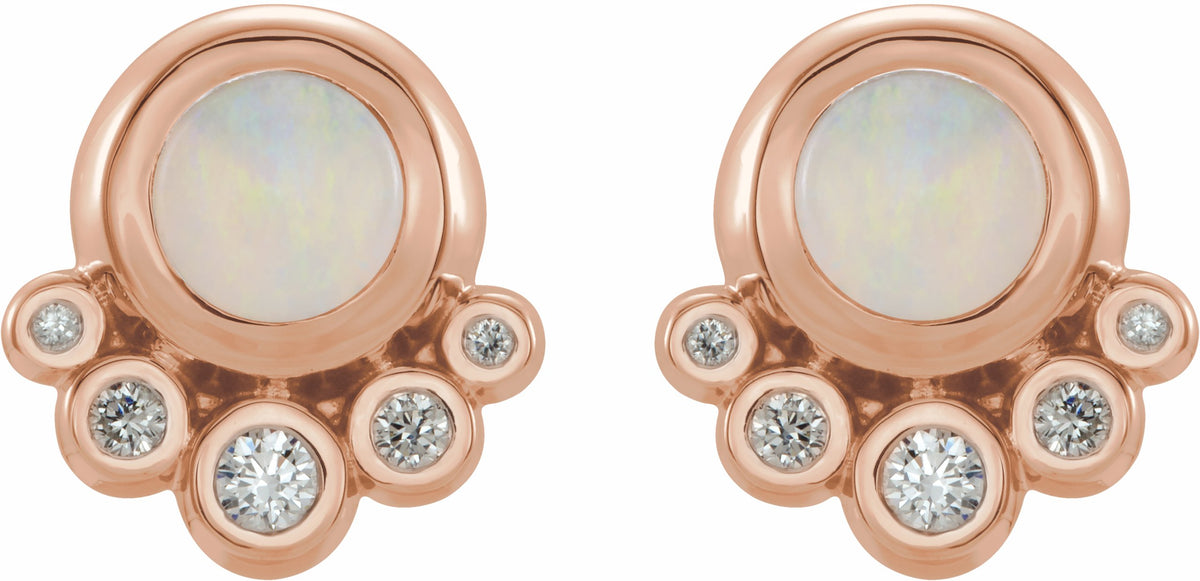 14K Rose Opal & 1/8 CTW Diamond Earrings