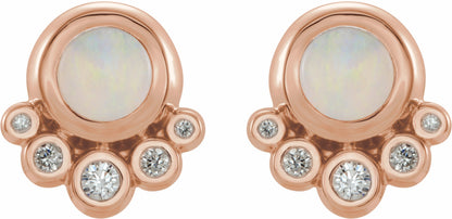 14K Rose Opal & 1/8 CTW Diamond Earrings