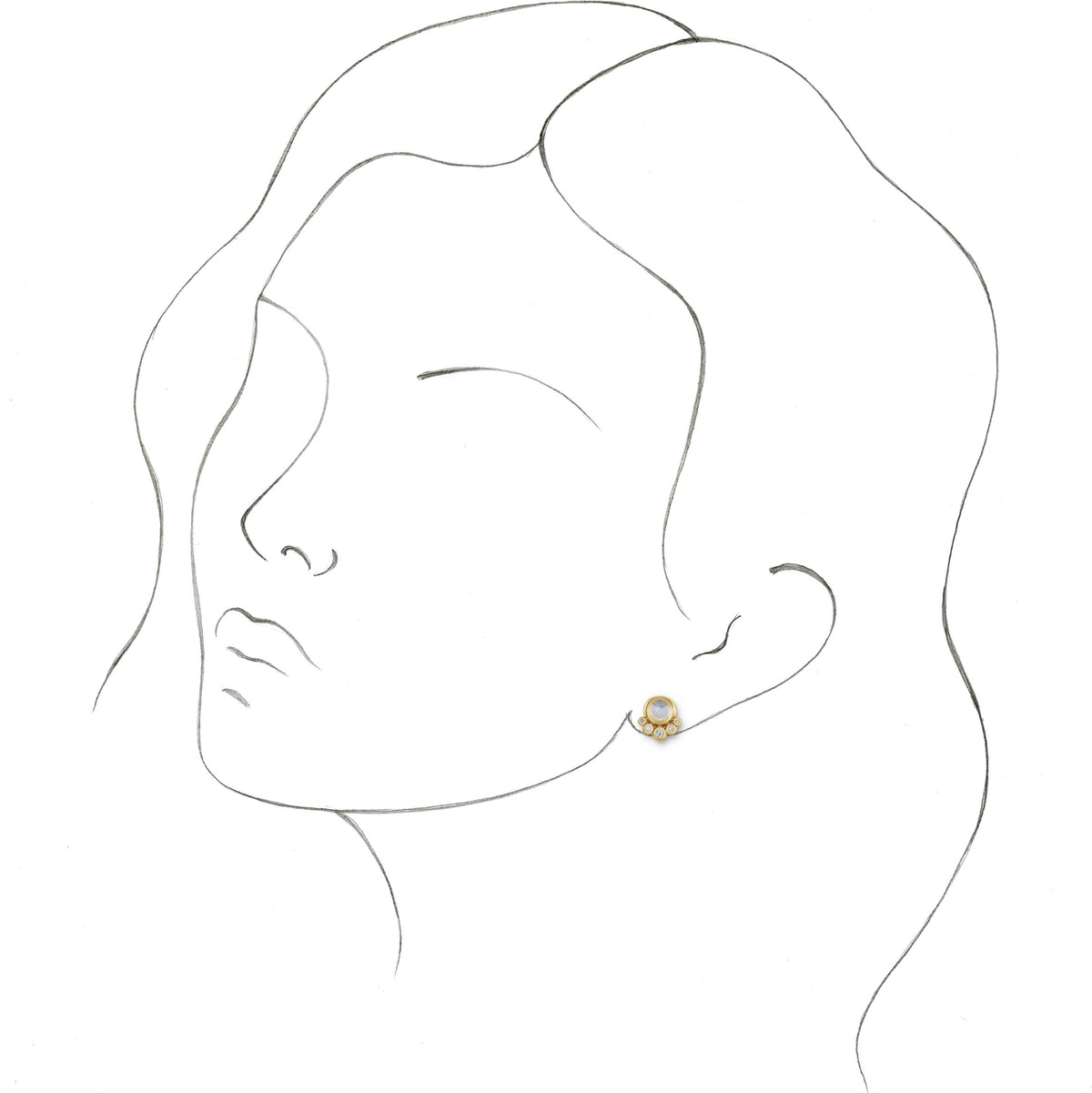 14K Yellow Moonstone & 1/8 CTW Diamond Earrings