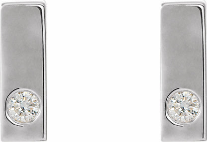 14K White .06 CTW Diamond Bar Earrings