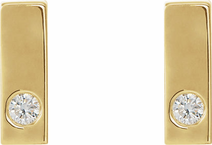14K Yellow .06 CTW Diamond Bar Earrings