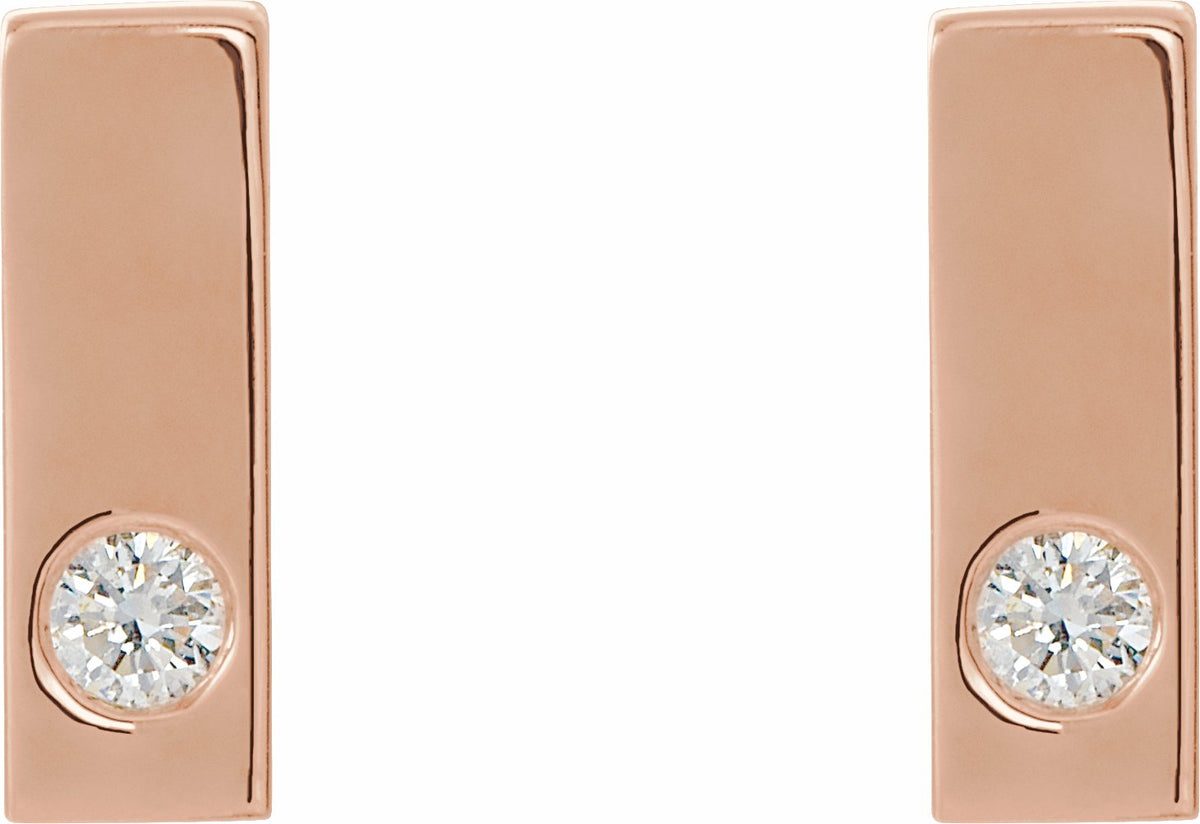 14K Rose .06 CTW Diamond Bar Earrings