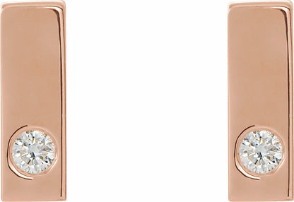 14K Rose .06 CTW Diamond Bar Earrings