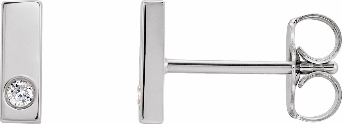 14K White .03 CTW Diamond Bar Earring