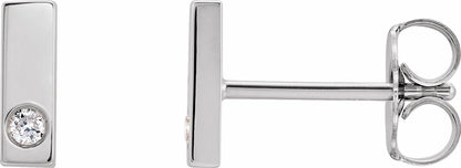 14K White .03 CTW Diamond Bar Earring