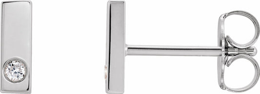 14K White .03 CTW Diamond Bar Earring