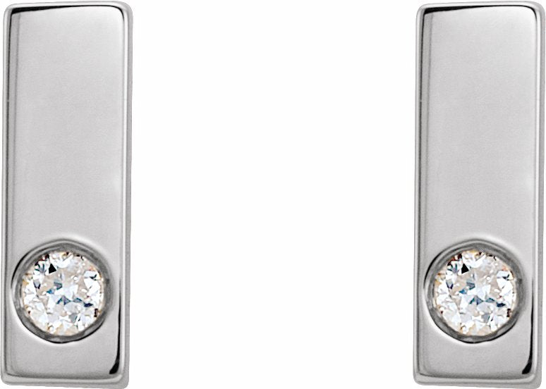 14K White .03 CTW Diamond Bar Earring