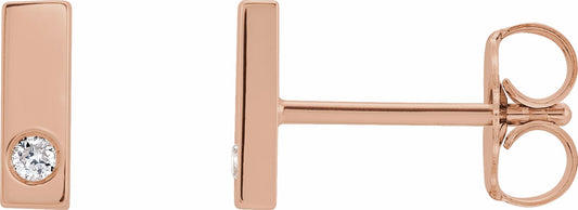 14K Rose .03 CTW Diamond Bar Earring