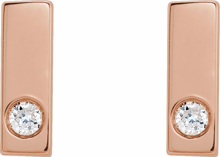 14K Rose .03 CTW Diamond Bar Earring