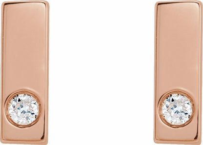 14K Rose .03 CTW Diamond Bar Earring