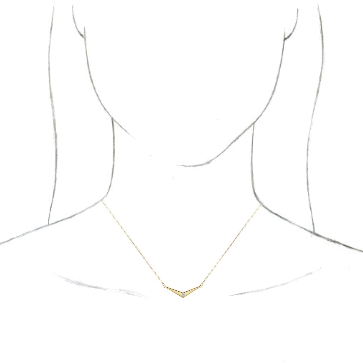 14K Yellow .03 CTW Diamond Solitaire V 18 Necklace