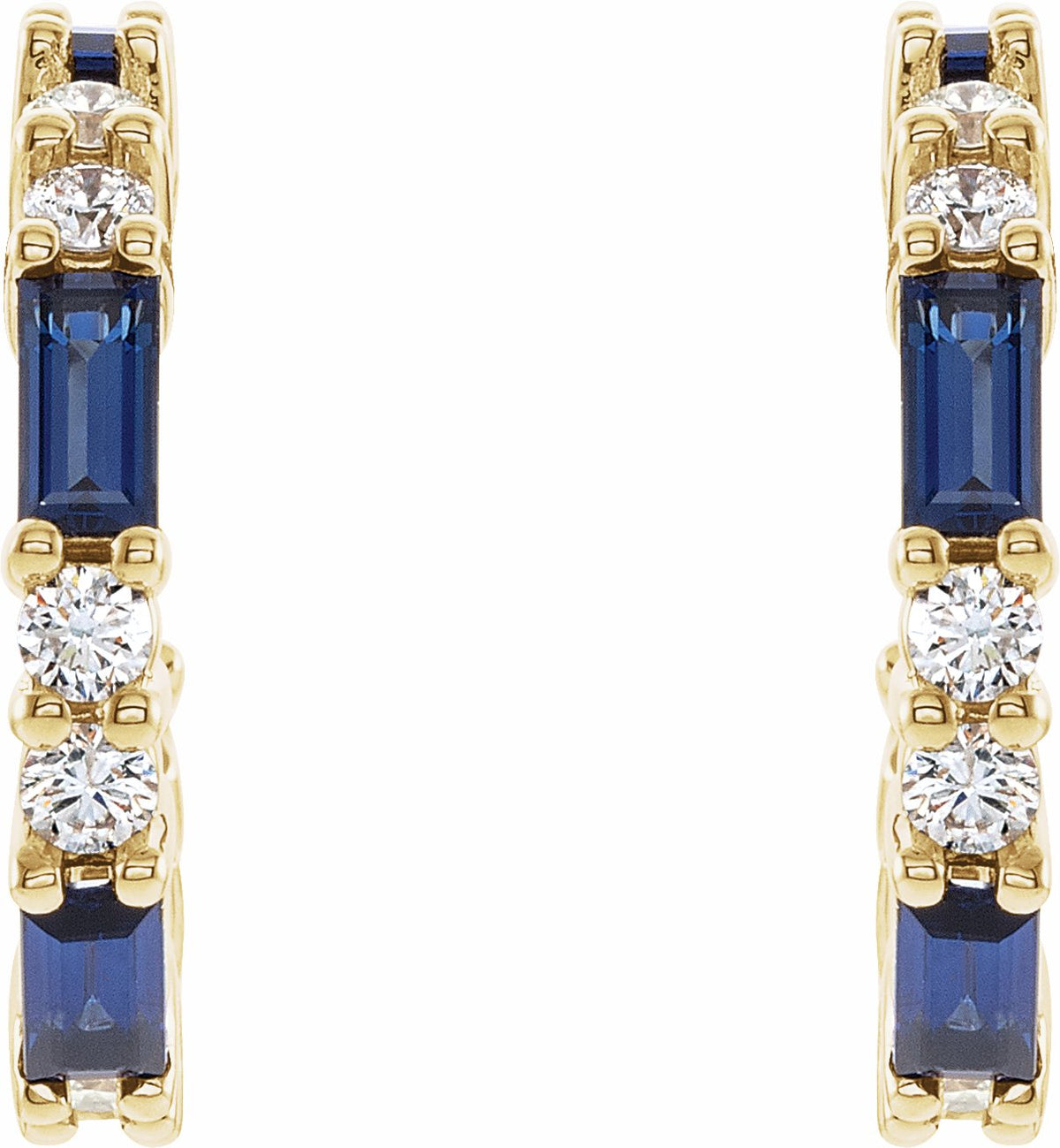 14K Yellow Blue Sapphire & 1/2 CTW Diamond Earrings