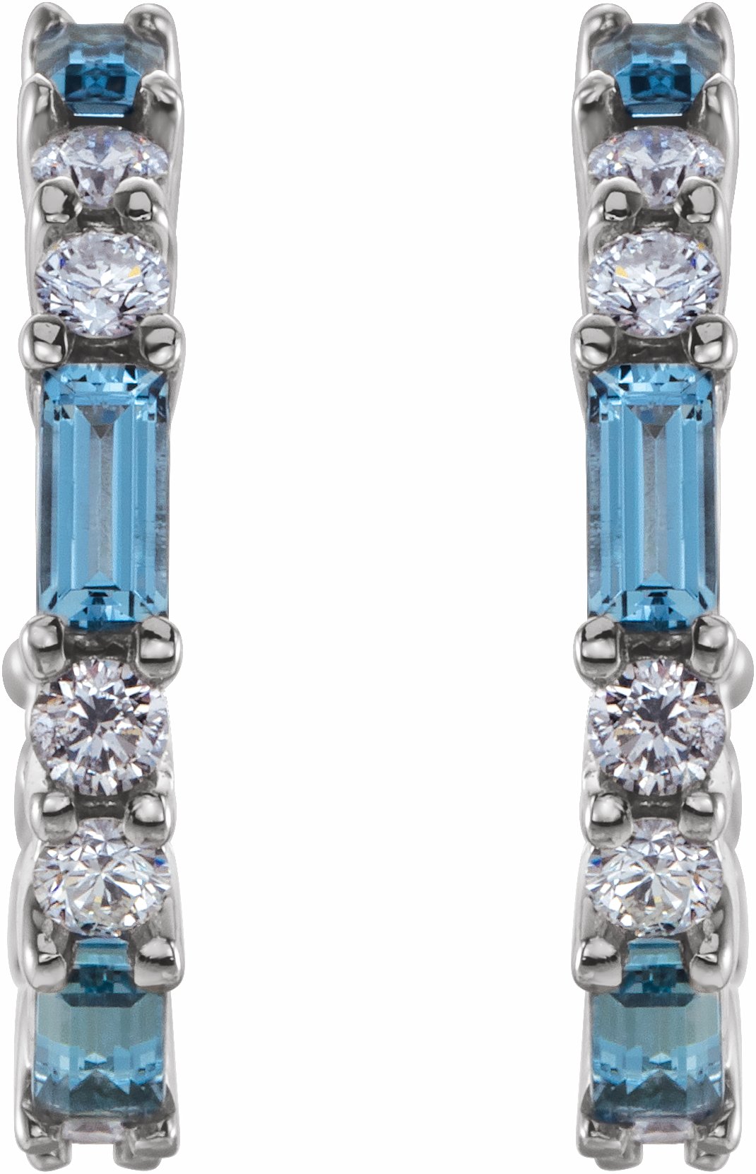 14K White Aquamarine & 1/2 CTW Diamond Earrings