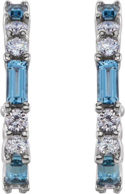 14K White Aquamarine & 1/2 CTW Diamond Earrings