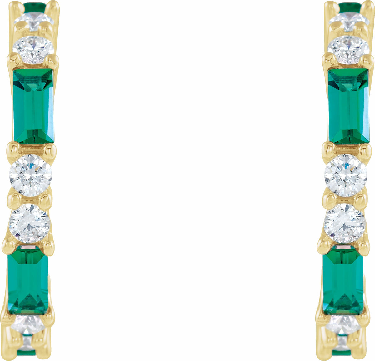 14K Yellow Emerald & 1/2 CTW Diamond Earrings