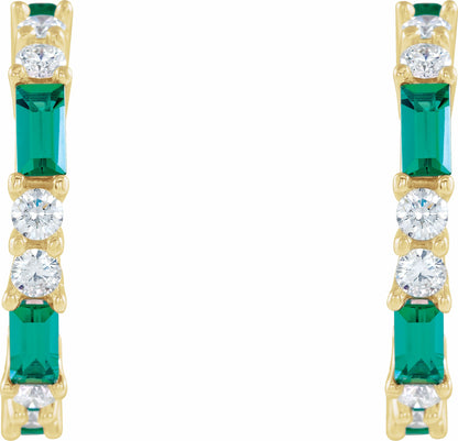 14K Yellow Emerald & 1/2 CTW Diamond Earrings