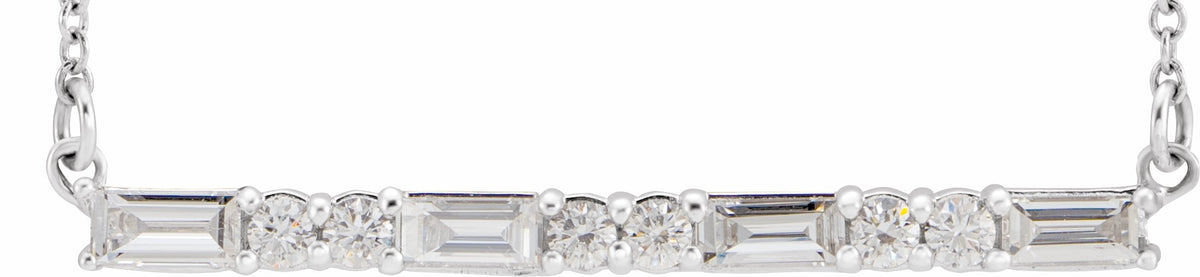 14K White 1/2 CTW Diamond Bar 16-18 Necklace