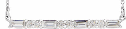 14K White 1/2 CTW Diamond Bar 16-18 Necklace