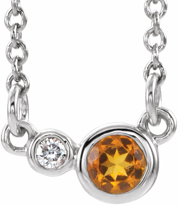 14K White Citrine & .02 CTW Diamond 18 Necklace