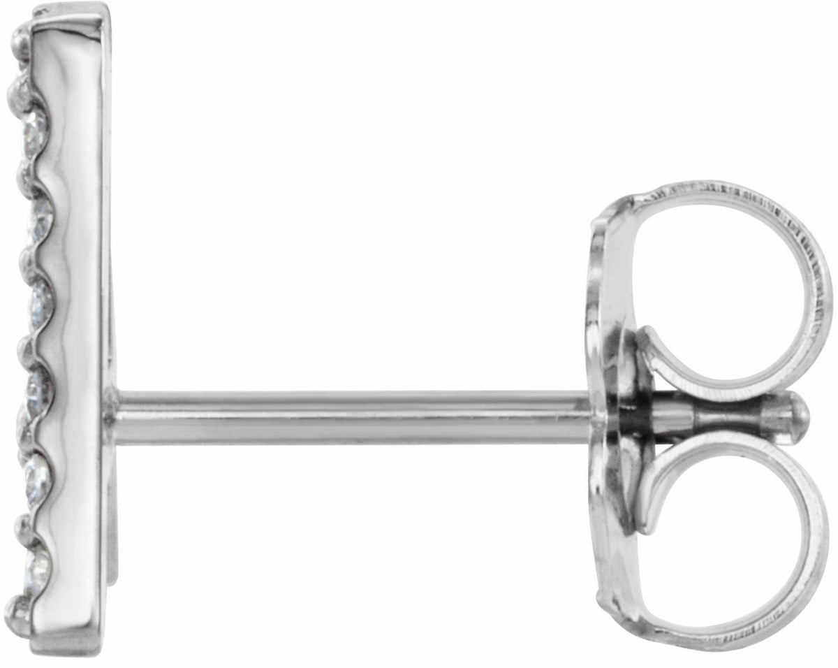 14K White .06 CTW Diamond Single Initial A Earring