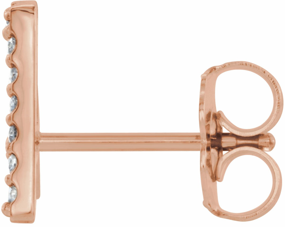 14K Rose .06 CTW Diamond Single Initial A Earring